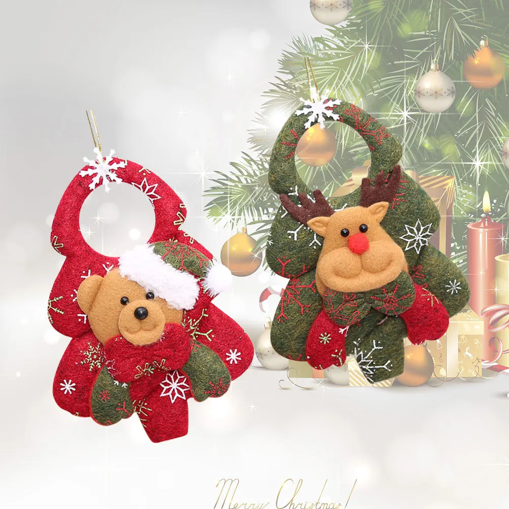 

2Pcs Santa Pendant Christmas Tree Ornament Premium Material Xmas Hanging Decoration Elk Bear Holiday Decor Christmas Pendant