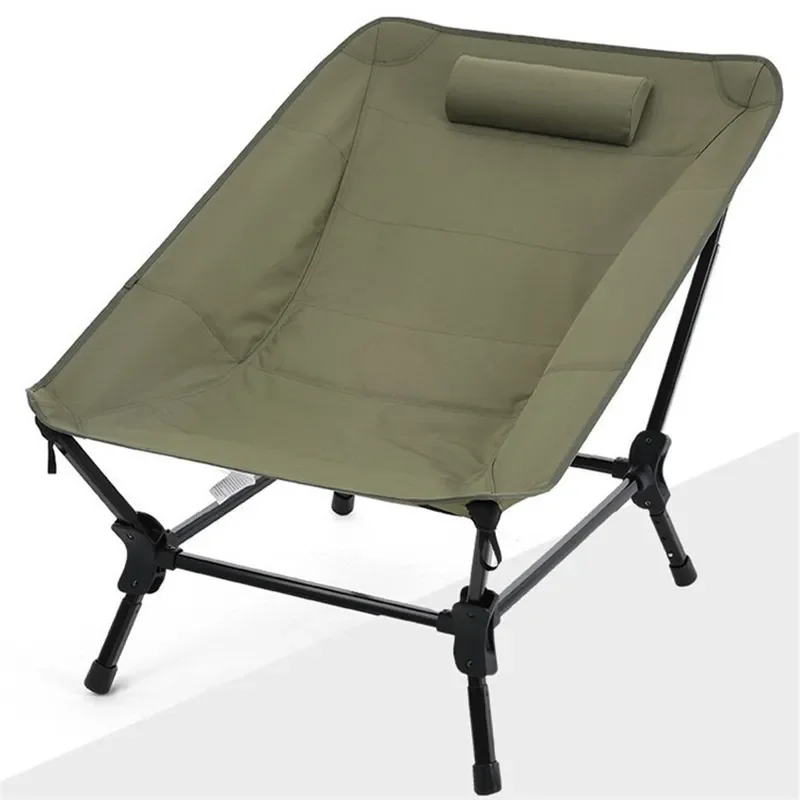 Portable Aluminum Alloy Folding Camping Chair Outdoor Lazy Recliner with Backrest for Lunch Break Leisure Beach Garden