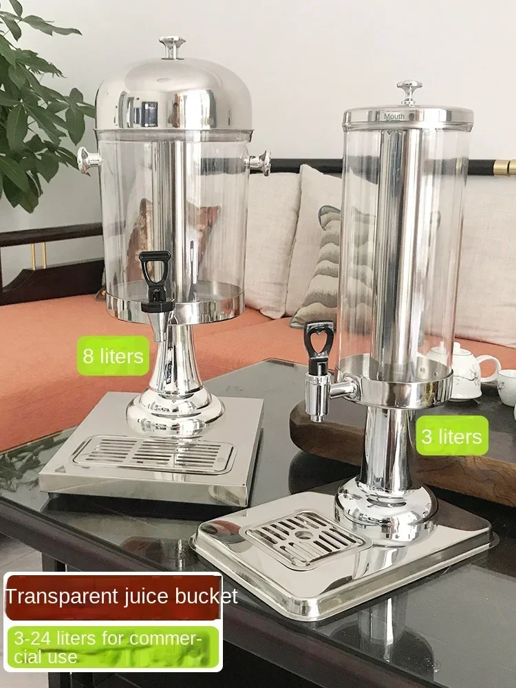 Hotel self-service catering material machine, commercial transparent milk tea bucket with faucet juice tripod