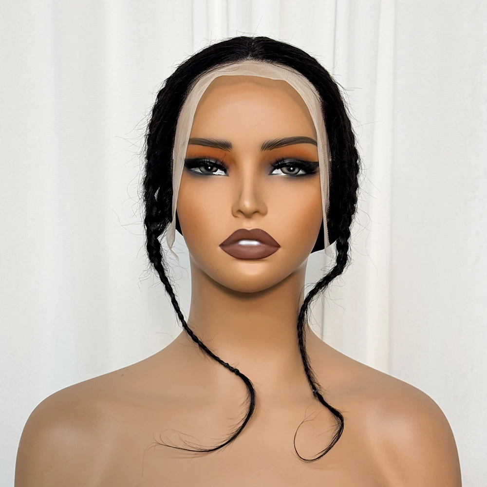 Novo estilo de cabelo trançado frontal 13x4 renda transparente frontal cabelo humano brasileiro fechamento de renda apenas com tranças cabelo reto