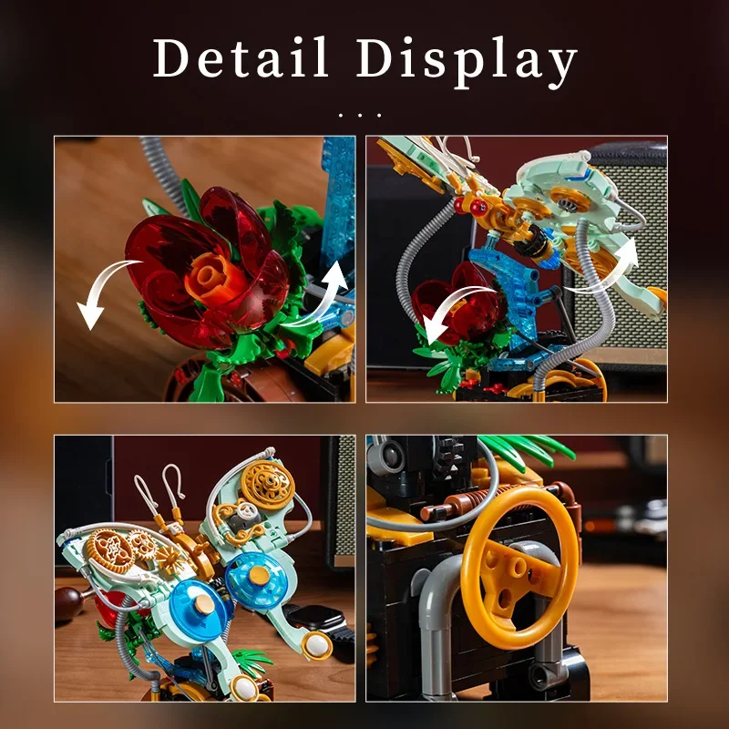 Kit de blocs de construction d'insectes Steampunk, 576 pièces, modèle de brique papillon mécanique à monter soi-même avec liaison d'engrenage pour adolescents et adultes, cadeau d'anniversaire