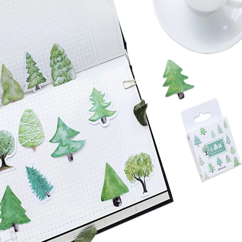 

46pcs/lot Green Fresh Small Forest Trees Stickers Personal DIY Diary Album Scrapbooking Paper Stickers School Office Kid Gifts