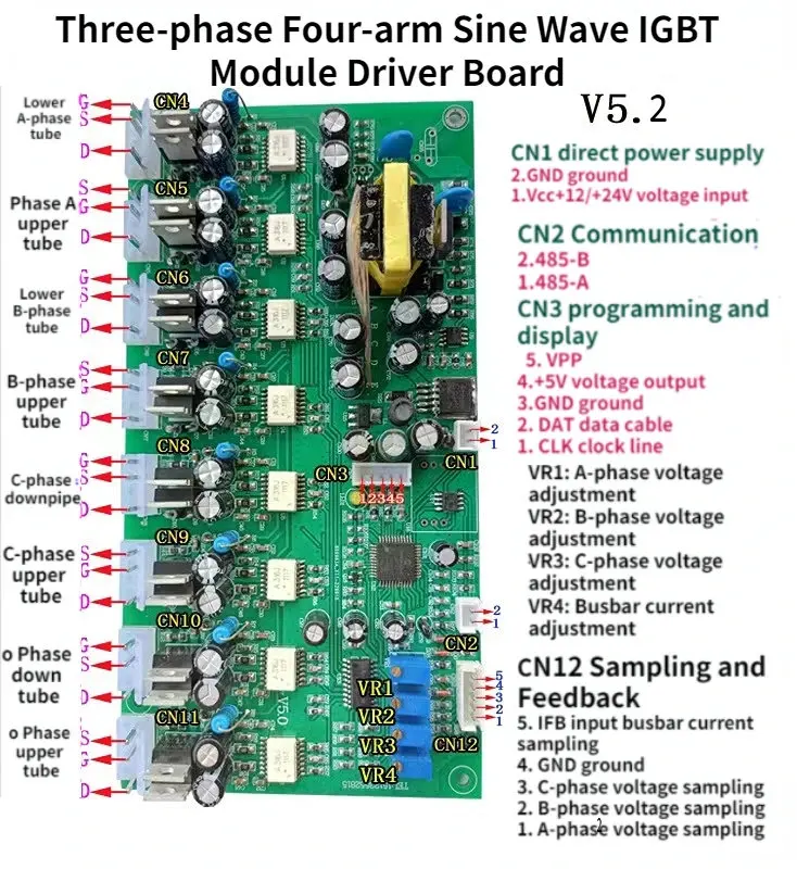 V5.2 Version Three-phase Four-arm Sine Wave IGBT Module Driver Board