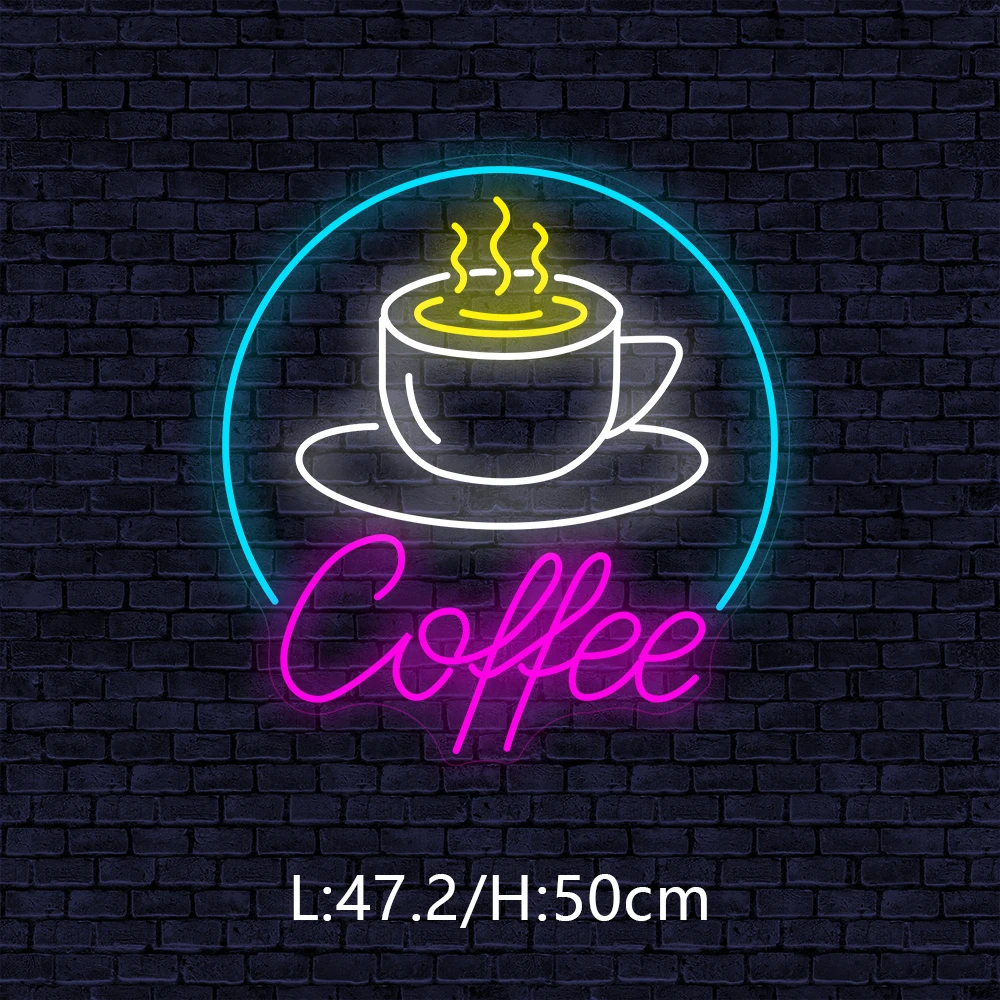 Custom Neon Light Sign LED Lamp Coffee Shop Cafe Sign Bar Store Cup Logo Handmade Indoor Business Advertisement Night Lamp