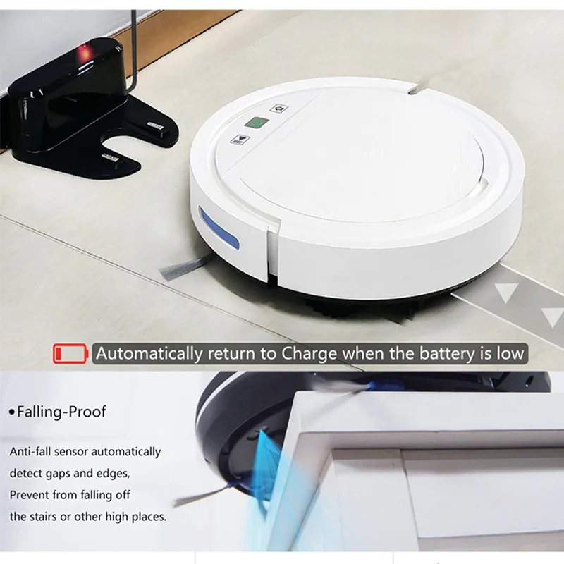 Robot Vacuum Cleaner APP And Voice Control Sweep and Wet Mopping Floors&Carpet Run Auto Reharge cleaning tool