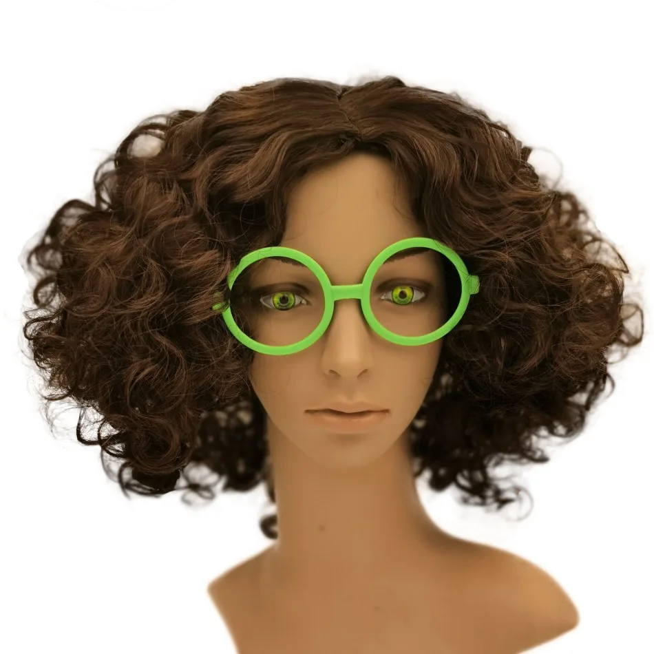 

Girls Mirabel Cosplay Wig with Glasses Frame Wave Anime Wig Children Halloween COS Brown Wig Masquerade Props Party Accessories