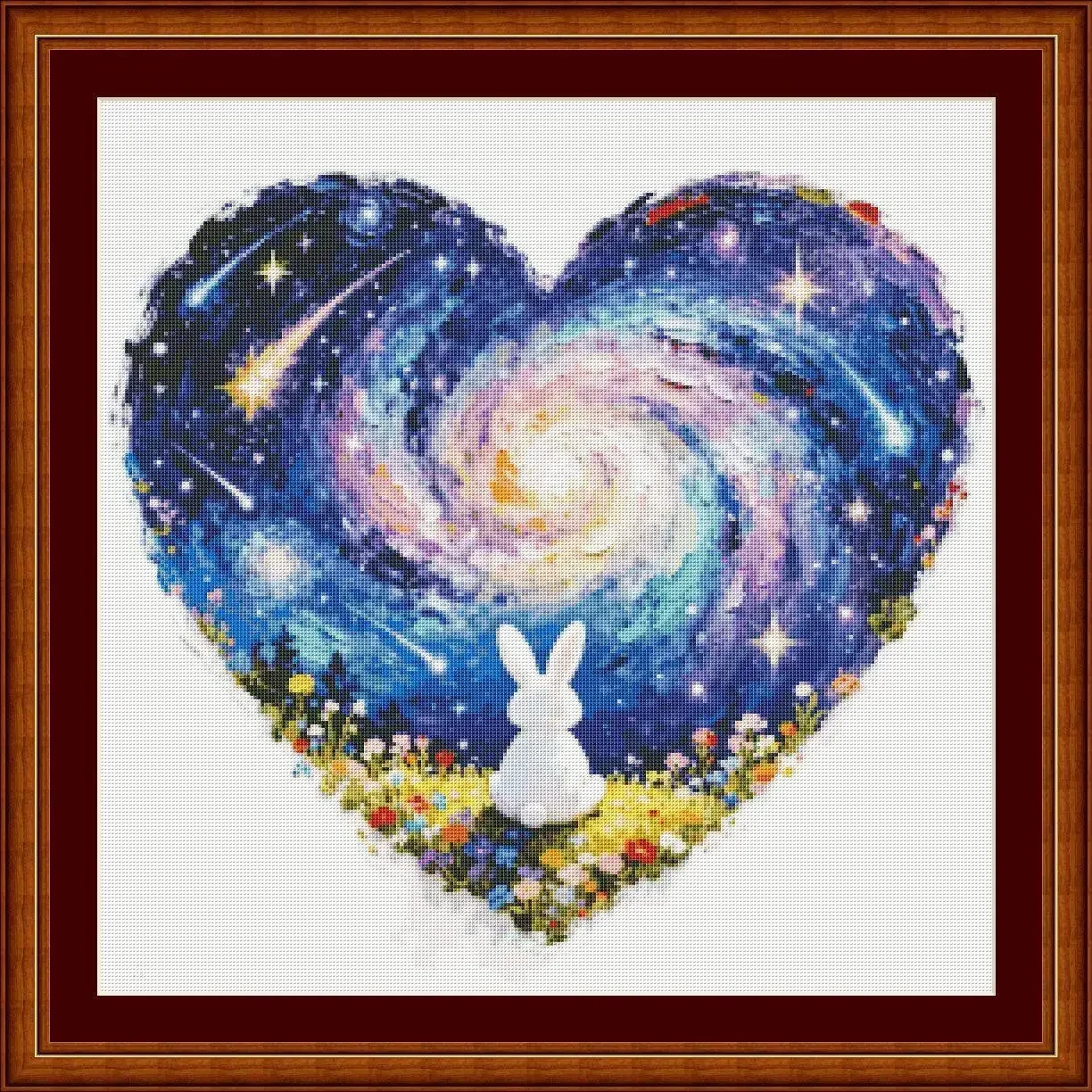 [[zz8149-starry sky wishing rabbit] Stamped Cross Stitch Kit 11/14/16/18CT Printed Canvas Cotton Floss DIY Embroidery Wall Decor