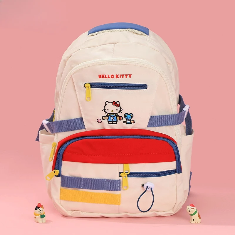 MINISO New Sanrio Backpack Cartoon HelloKitty Large Capacity Girls Casual School Bag Travel Portable Storage Fashion Commuting