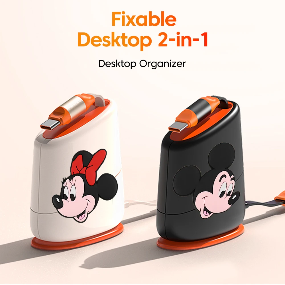 MINISO Disney 100W USB Type C Cable Desktop Retractable PD60W Type C to Type C Fast Charging Data Cord For iPhone 15 Huawei