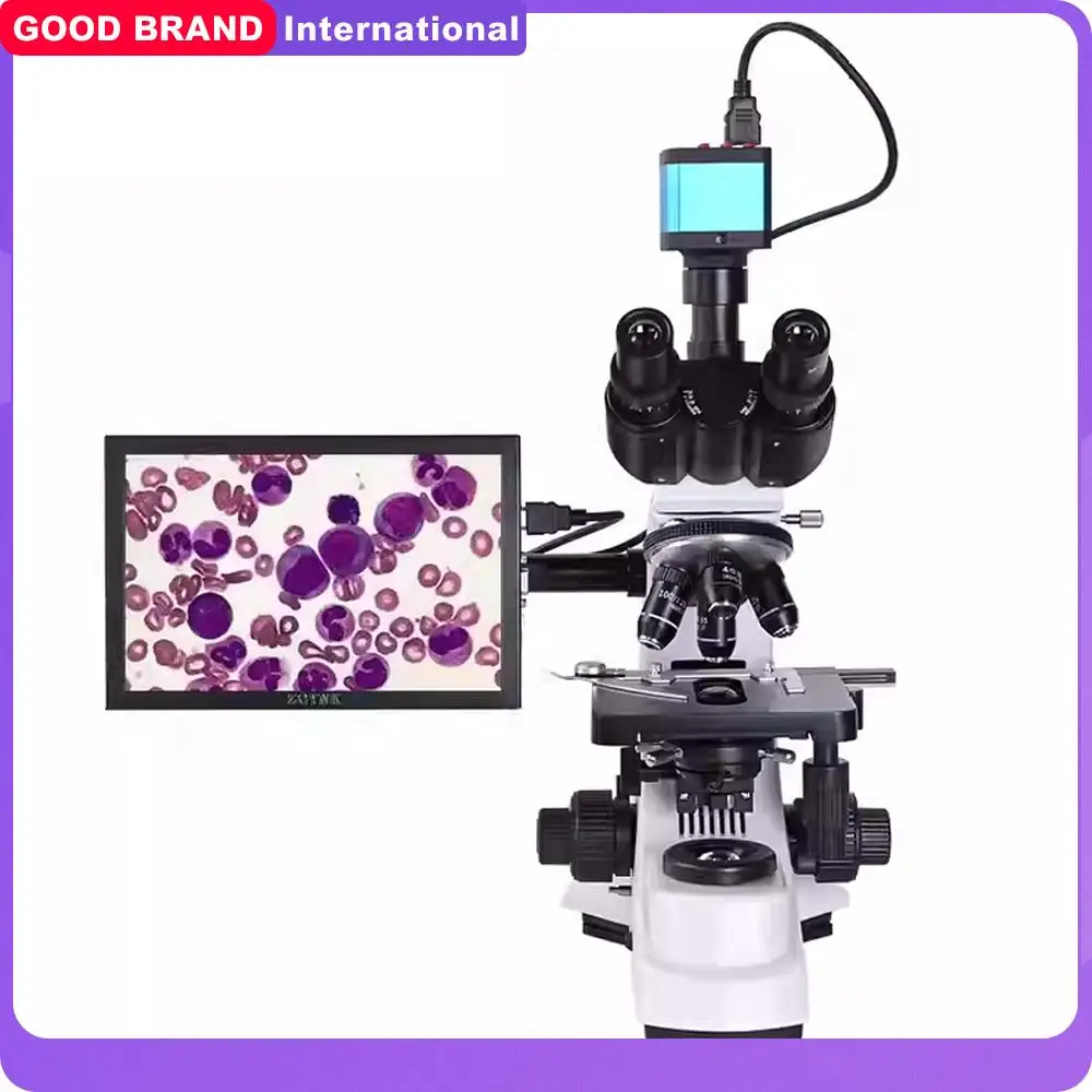 

Professional Lab Biological HD Trinocular Microscope Zoom 2500X + 2/16MP Electronic Digital Camera USB HDMI VAG + 10-inch LCD