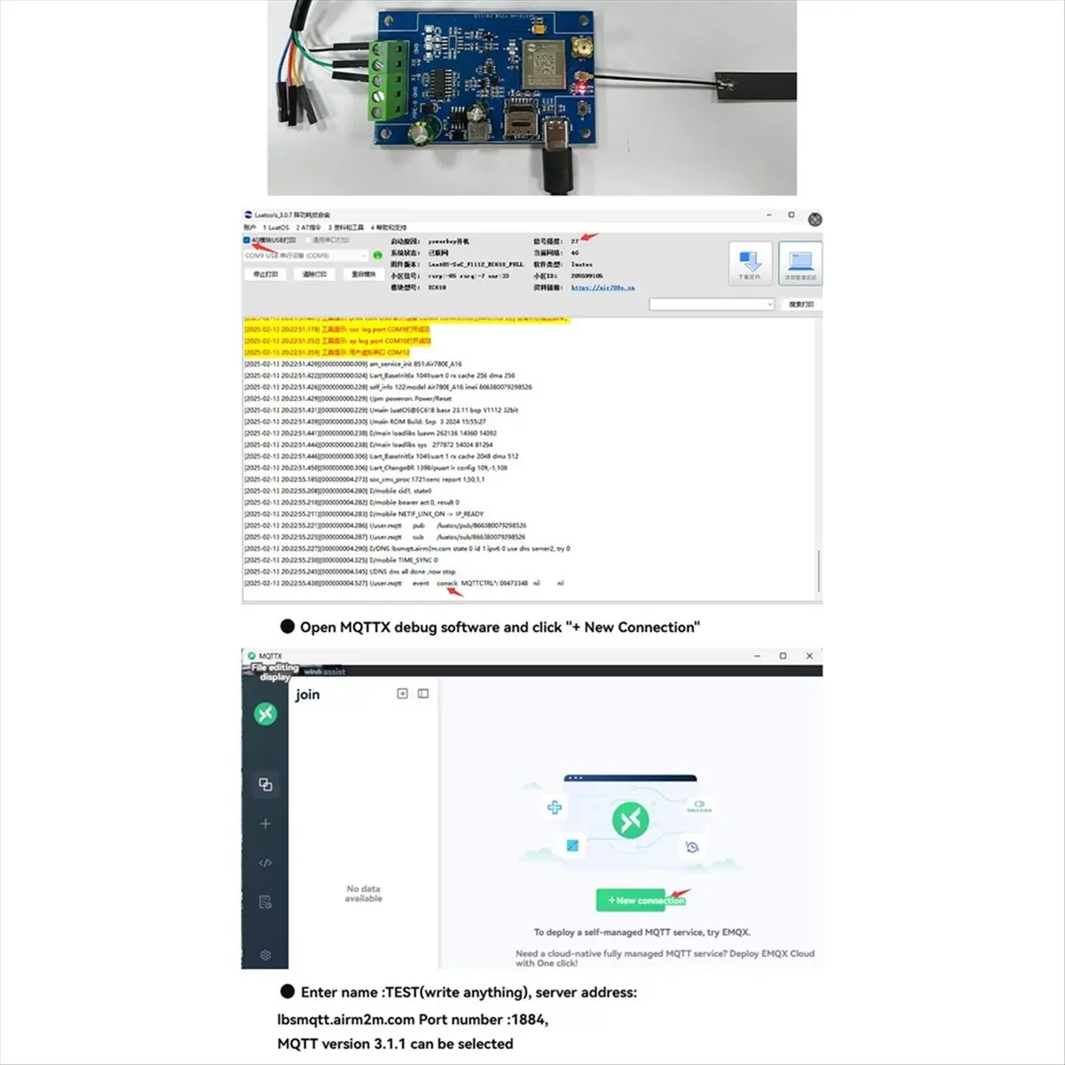 AT42 Air780E 4G to RS232 Module Data Transmission DTU Module USB5V/DC8-36V Support AT Firmware and LUATOS Development