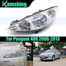 Front Bumper Headlight For Peugeot 408 2008-2013 Head Light Head Lamp Shell Lampshade Headlamp Cover