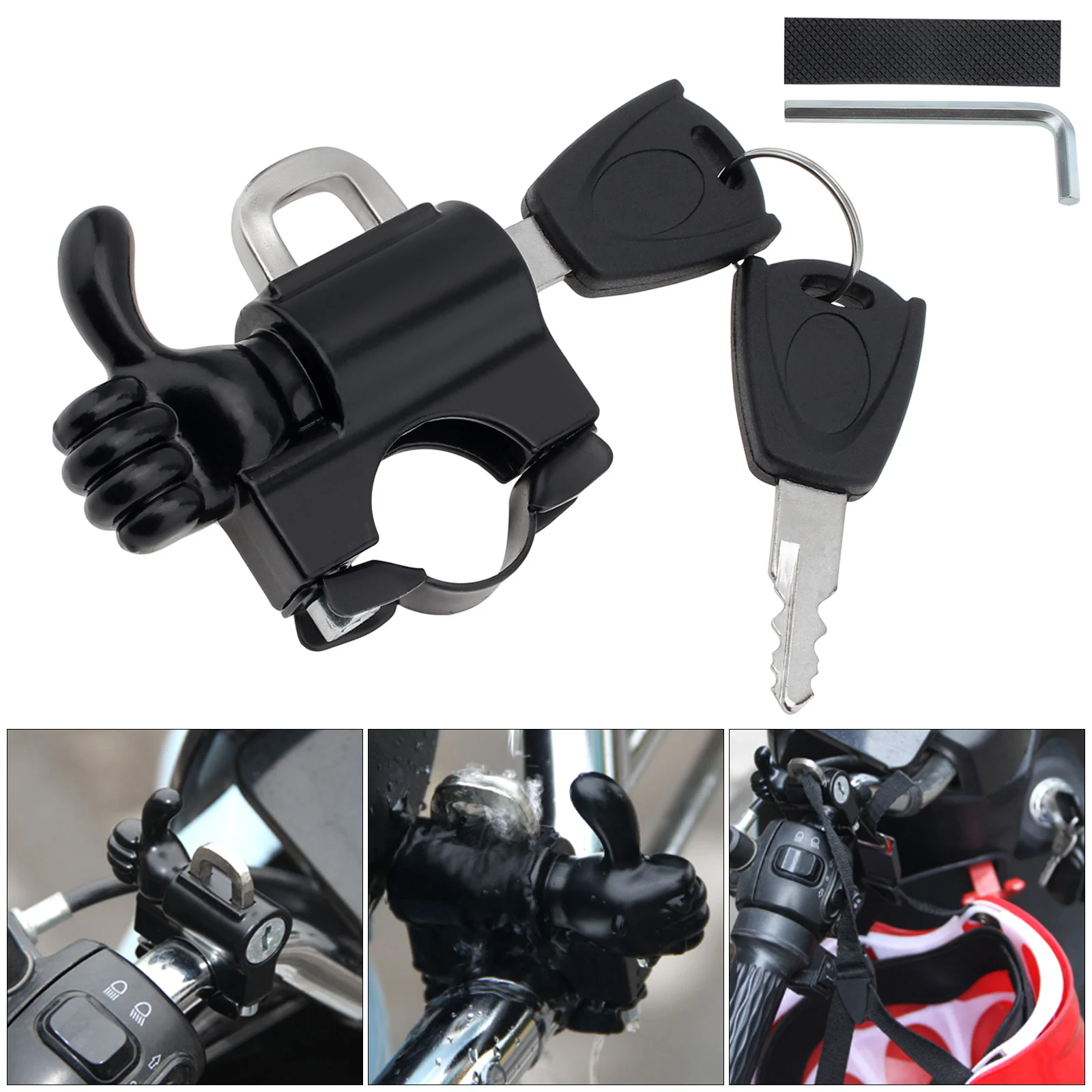 Universal Multifunctional Thumb Hook Anti-Theft Helmet Lock for Motorcycle Bicycles Scooter Bicycle,Aluminum Alloy Security Lock