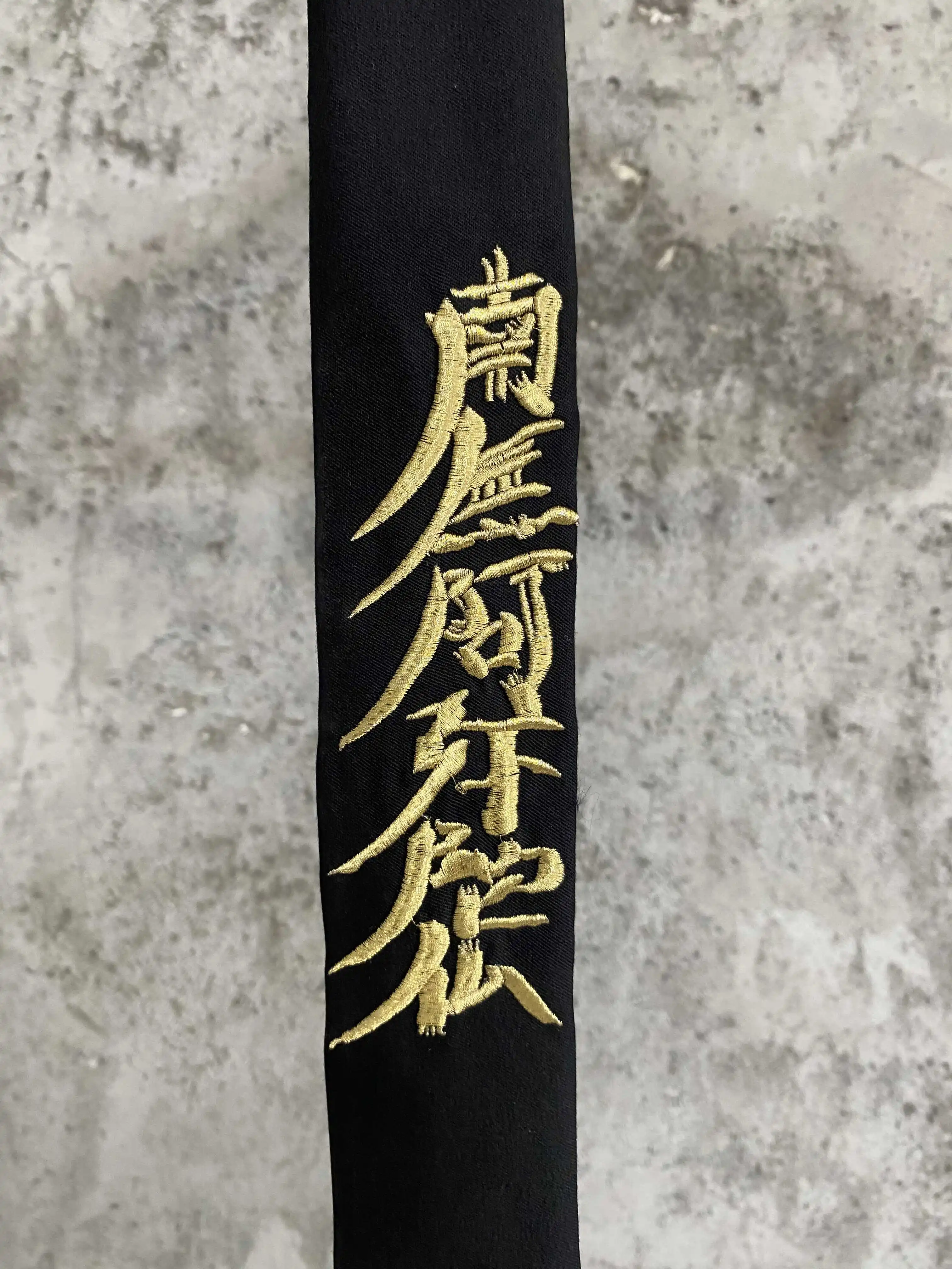 ربطة عنق صوف يابانية سوداء مطرزة ببوذا نامو أميتابها #2