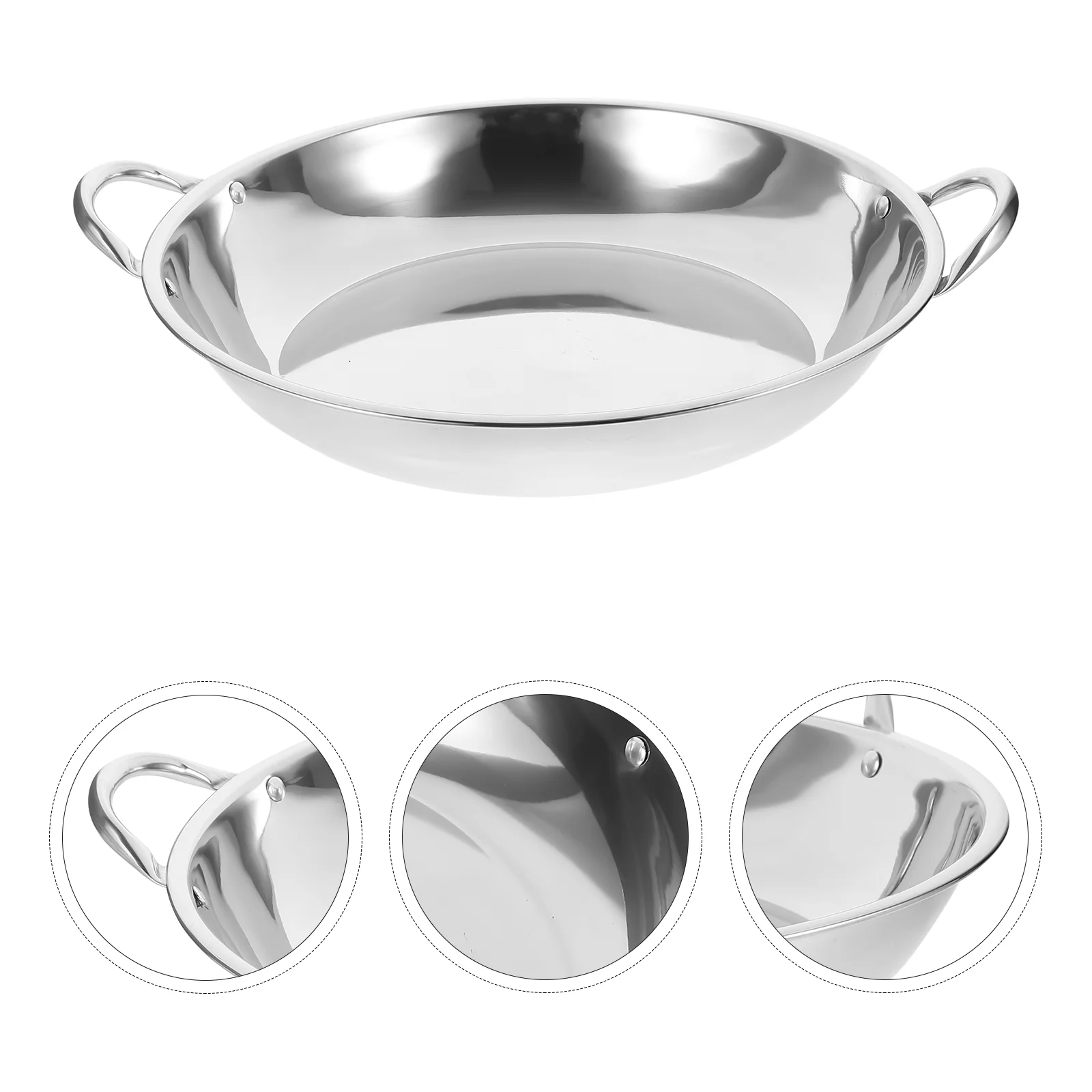 

Stainless Steel Griddle Pan Cooking Pot with Handle Large for Pans Ramen Tool Individual Wok Stock