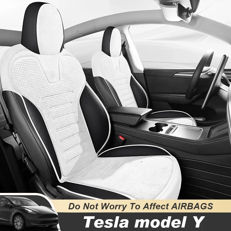 Custom Fit Car Suede Saddle Seat Cushion Pad Half Covered Car Accessories for Tesla Model Y