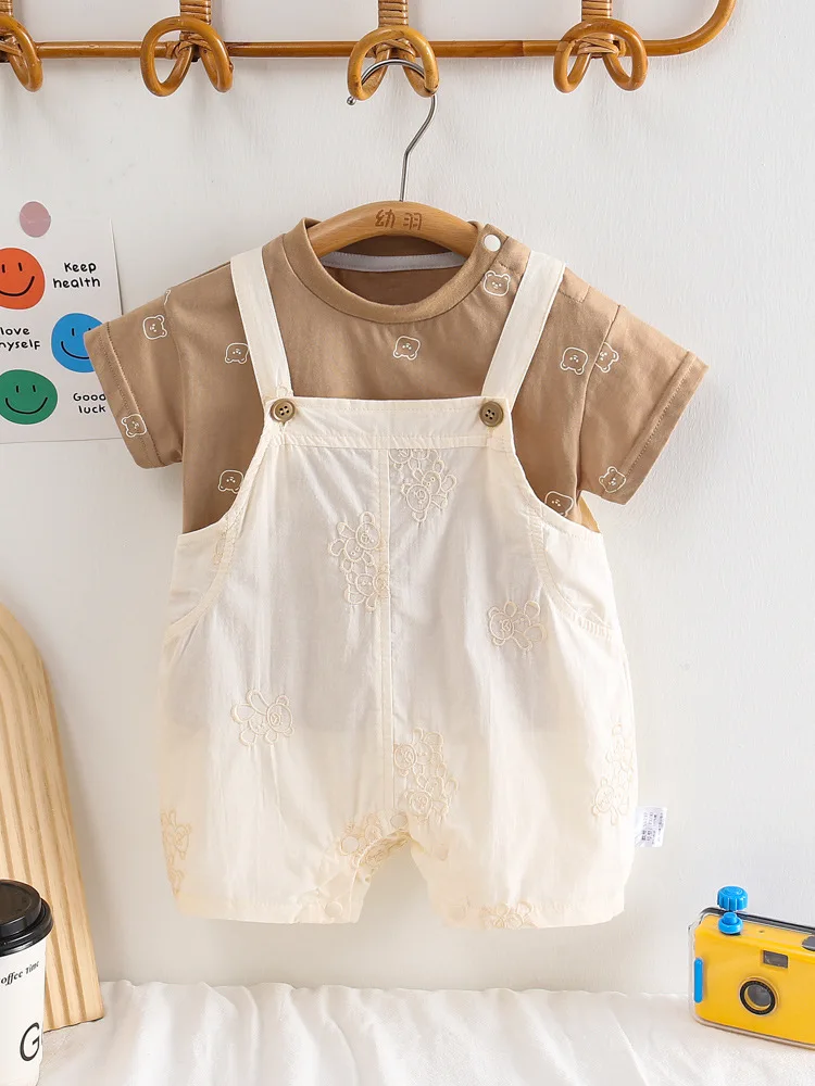 

Going out Suspender Shorts0-3Year-Old Thin Short SleeveTT-shirt Clothes Summer