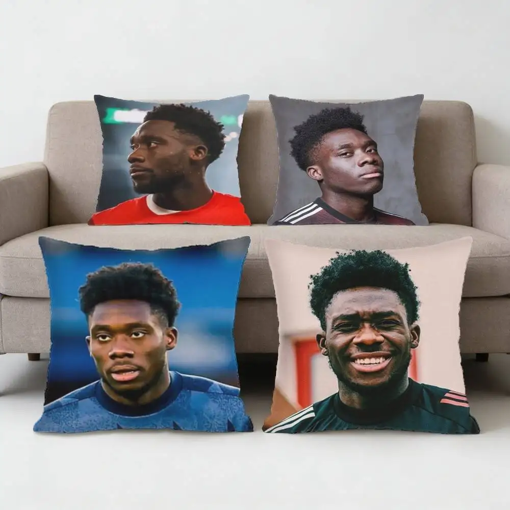 

Canada A-Alphonso Davies Soccer Pillow Case Sofa Living Room Bedroom Headboard Backrest Cushion Square Cushion Nap Time
