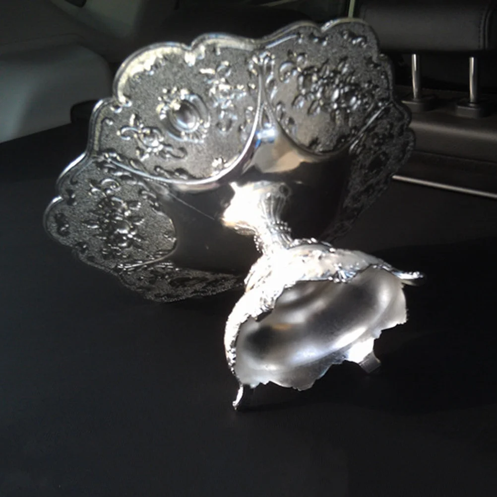 

18Cm Silver Metal Fruit Tray European Style Snack Plate For Wedding Party Dessert Display Cake Pastry Serving Dish Kitchen