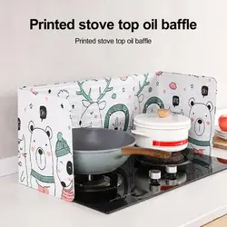 Oil-proof Kitchen Baffle Stove Splash Guard Cartoon Pattern Oil Board Foldable Kitchen Household Stove Oil-proof Shielding Board