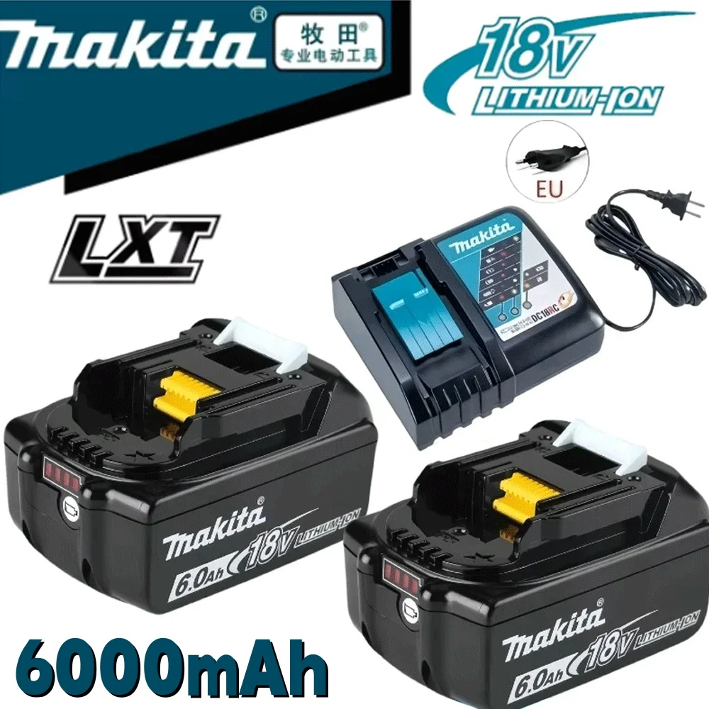 

100% Original Makita Battery, 6.0Ah 18V Rechargeable Battery for DHP489 DGA404 DDF487 DTD173 DAS180 HR140D Makita 18V Power Tool