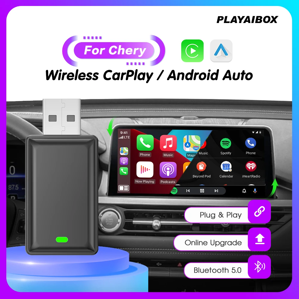 Adattatore wireless Carplay Android Auto 2in1 Smart Dongle Riproduzione e spina per Chery Arrizo 5 Arrizo 7 Tiggo 3 Tiggo 3X Tiggo 5X