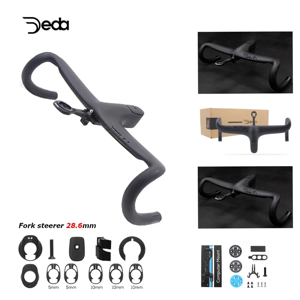 

T4 ULTRA Road Bike Internal Cable Integrated Bicycle Handlebar,Full Carbon Fiber Bicycle Cockpit With Mount,28.6mm,