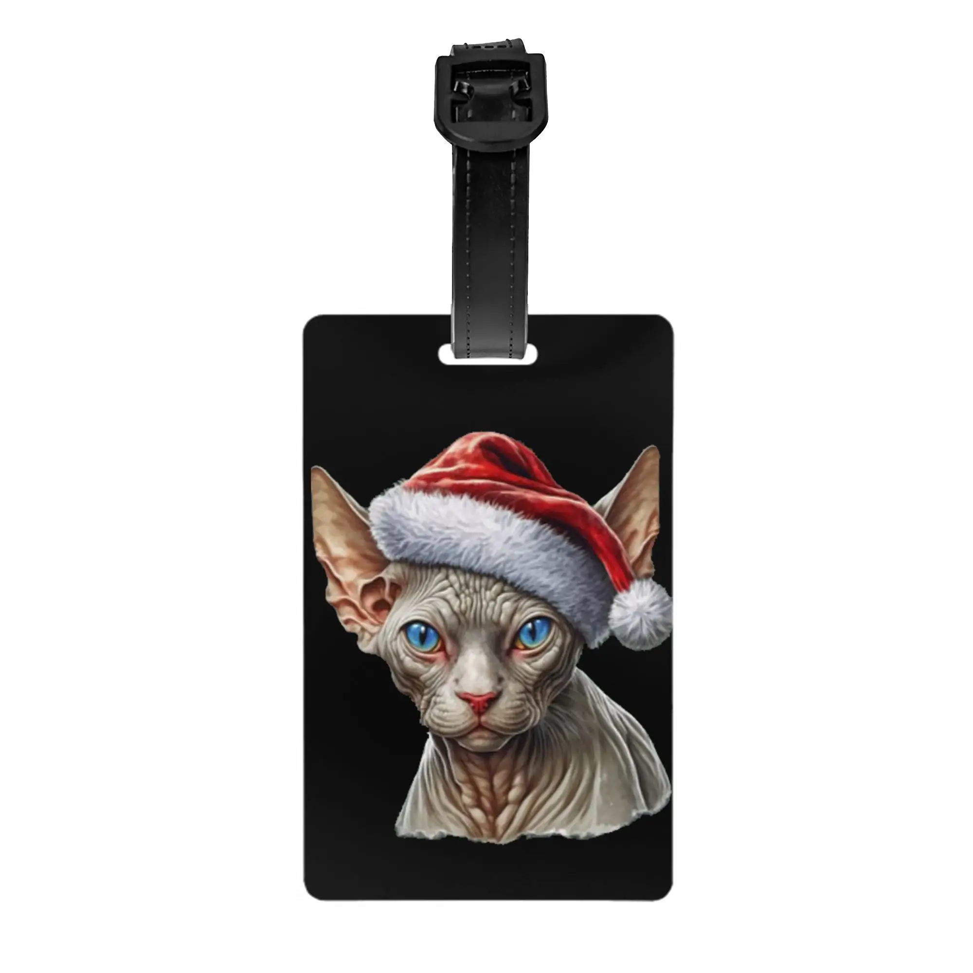 Christmas Sphynx Cat Luggage Tag  Travel Bag Suitcase Privacy Cover ID Label
