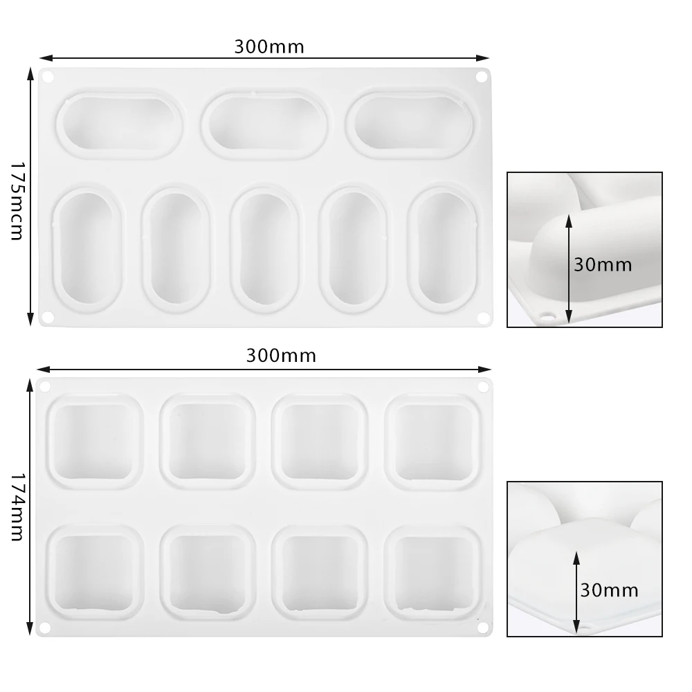 Rectangle Silicone Pastry Molds for Baking Mousse Mold Silicone Forms Mousse Cake Mould Pastry and Bakery Accessories