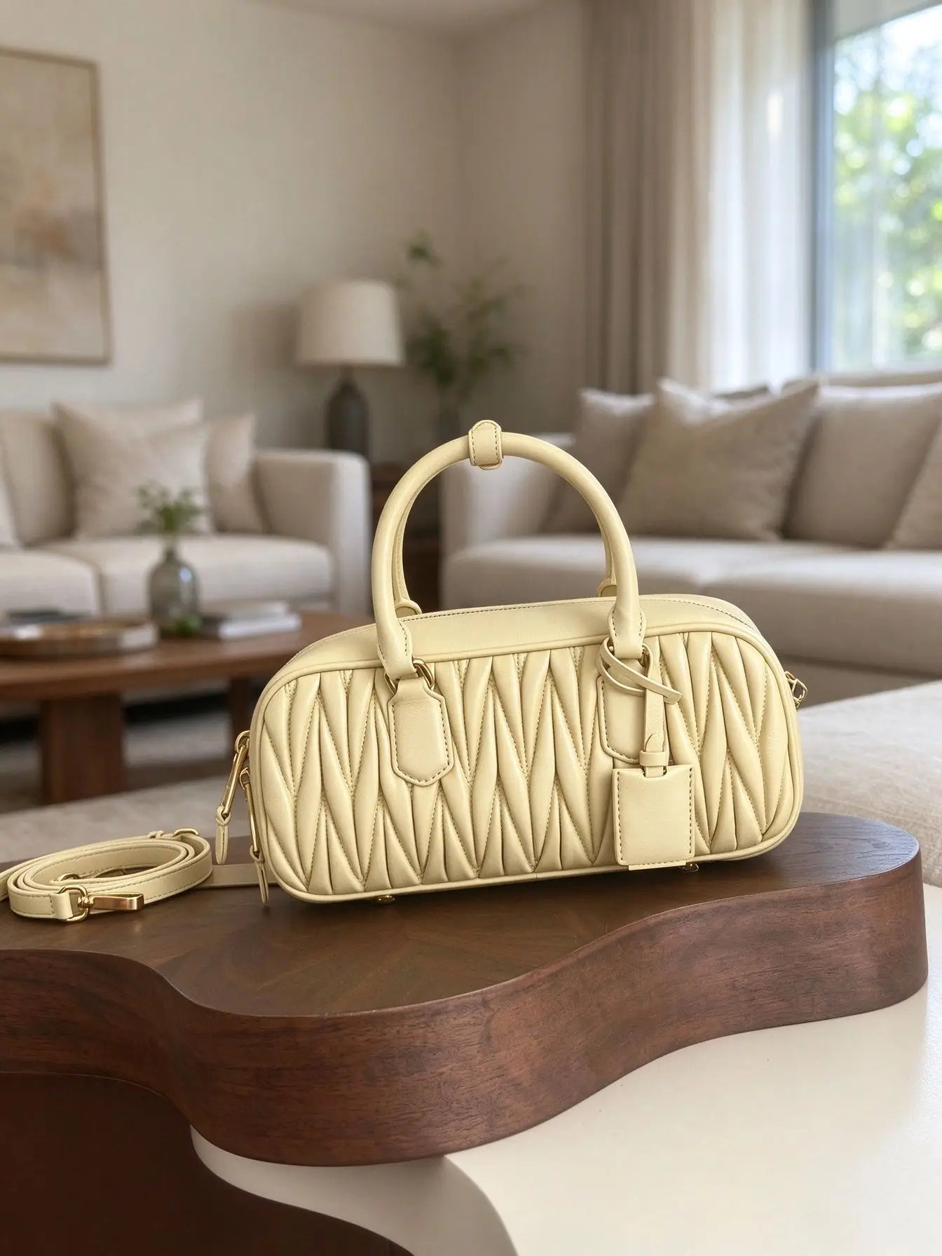 Elegant Ladies Ruched Texture Handbag, Fashion Solid Color Boston Bag, Multi-purpose Crossbody Shoulder Bag for Dating Shopping