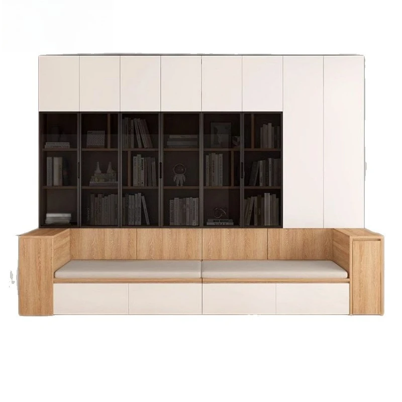 

Multifunctional household desk with card seat, bookshelf background, locker, sofa