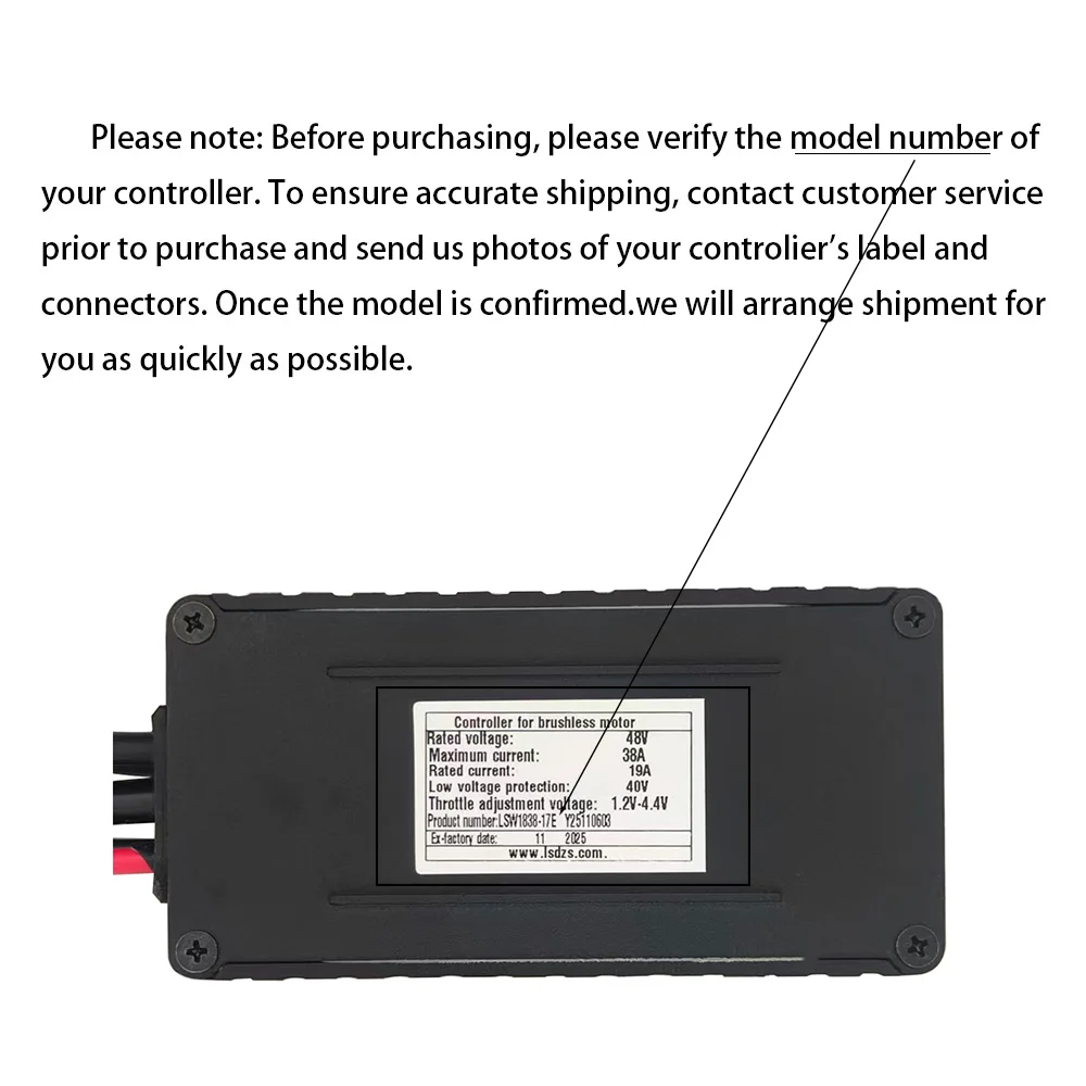 

Ebike Brushless Motor Controller LSW1838-17E 48V 38A Suitable for Electric Bicycles Scooters Fat-Tire Bikes Speed Controller