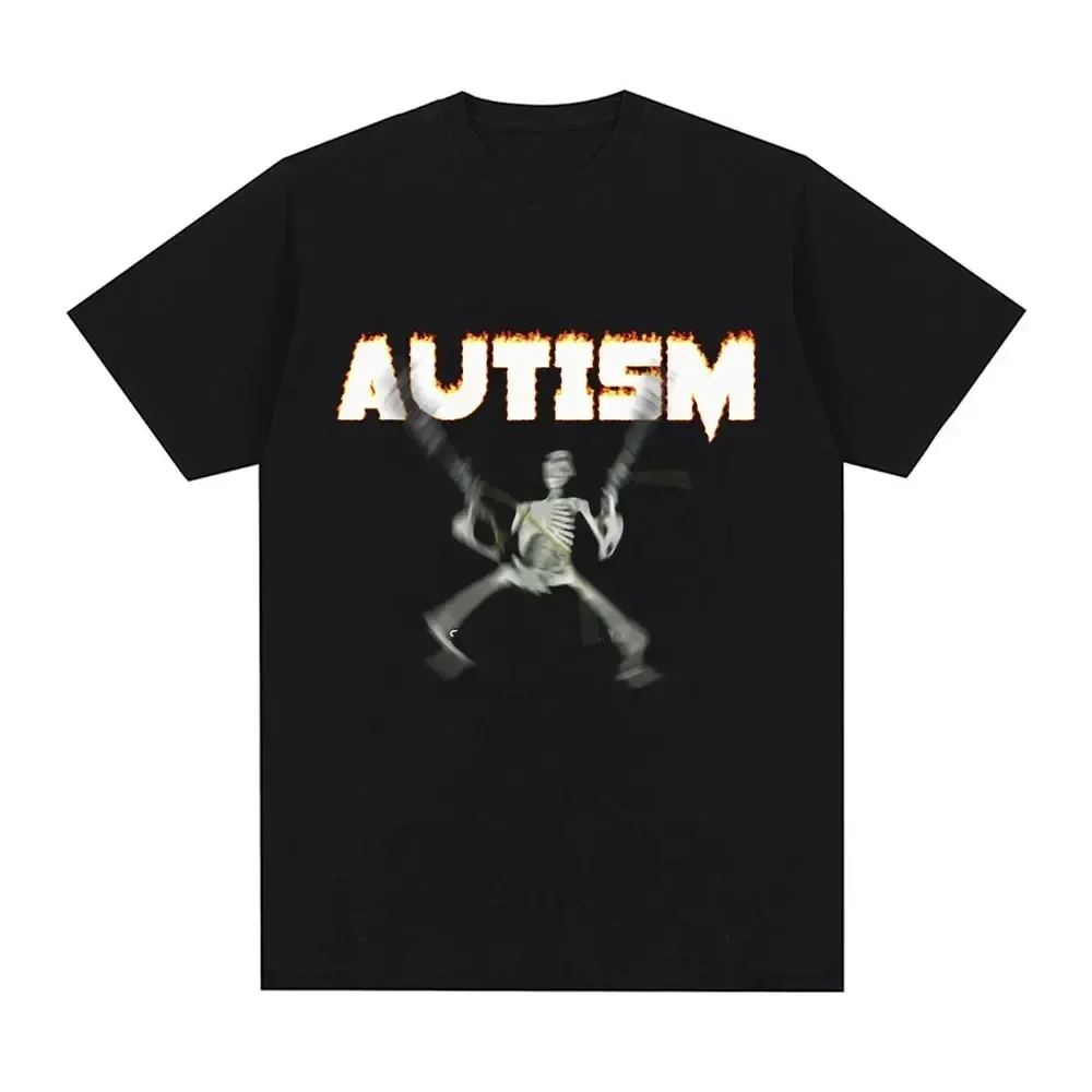 Autism Skeleton Meme Women Cotton T-Shirt Humor Funny Skull Printed T Shirt Short Sleeve Tshirt Oversize Streetwear Tee Tops