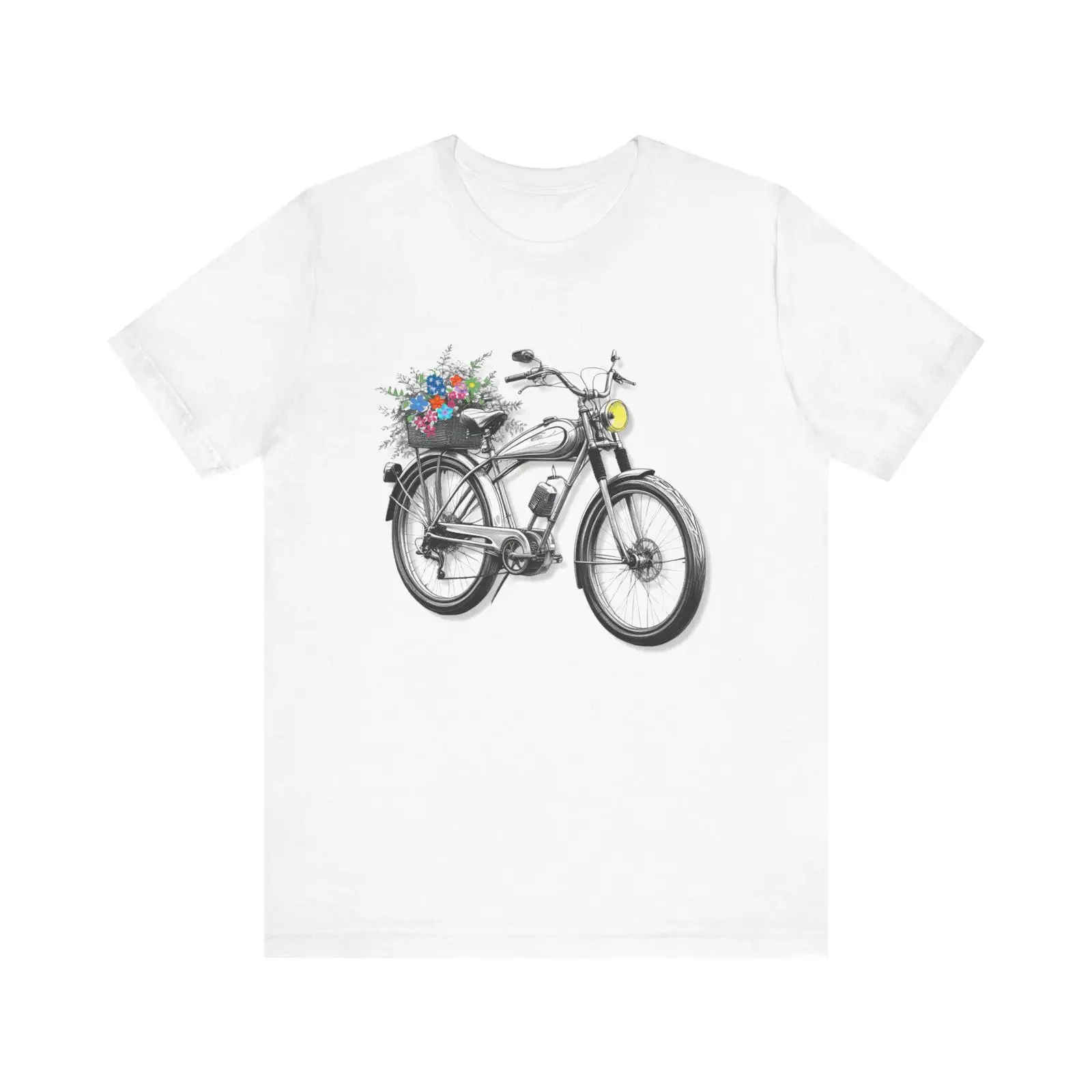 Vintage Bicycle T Shirt Retro Floral BaskeT vintage Washed homme Casual streetwear Soft Unisex Slightly Breathable graphic