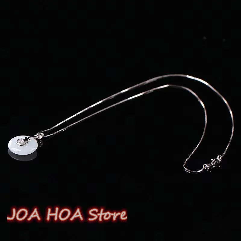 S925 Sterling Silver Inlaid Natural A Gread Jadeite Zircon Diamond Pendant Lucky Buckle Noble Jade Necklace Chain Fine Jewelry