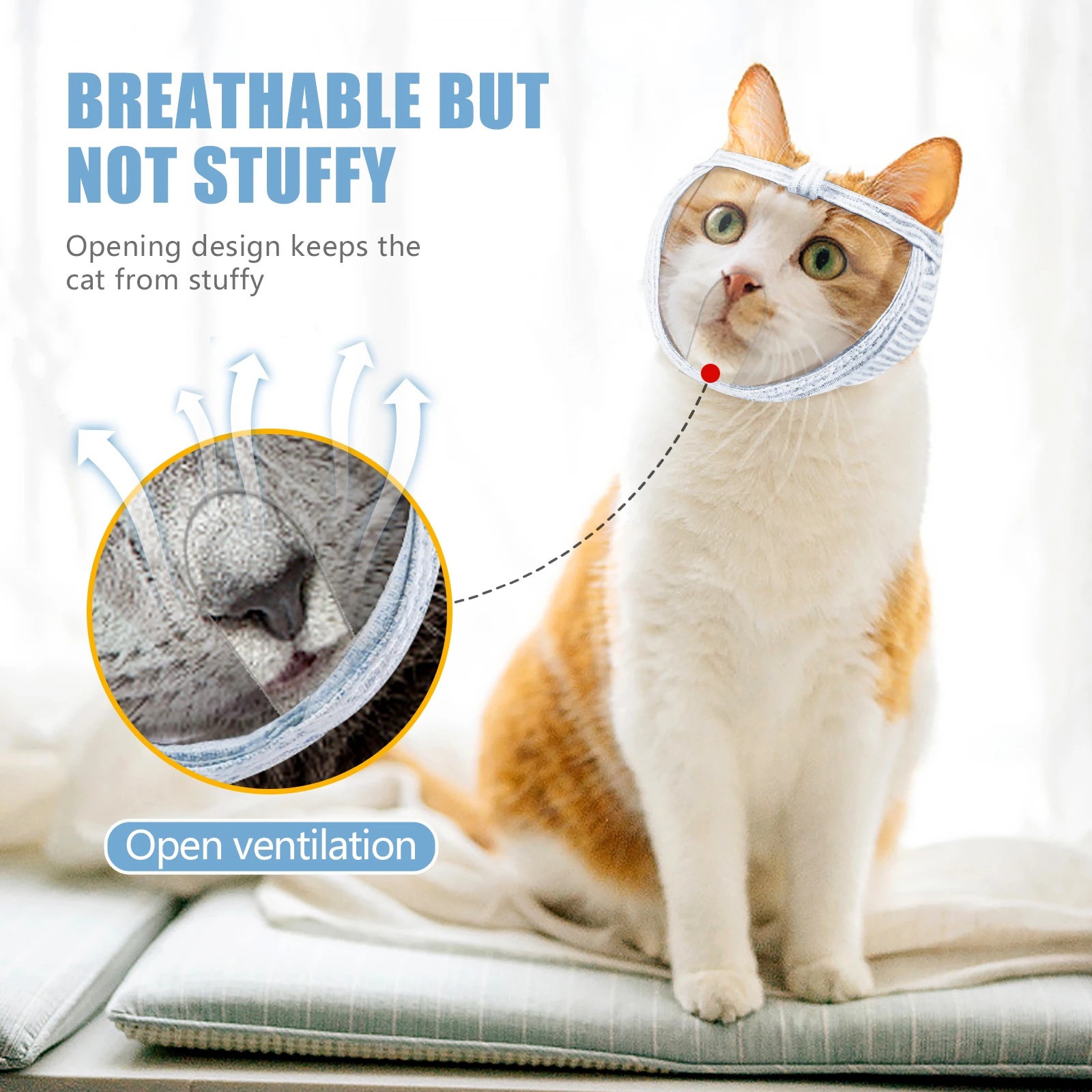 Cat Anti-Bite Breathable Protective Mask Anti-Licking Cat Muzzle Grooming Mask Cats Bath Nail Clipping Grooming Pet Supplies