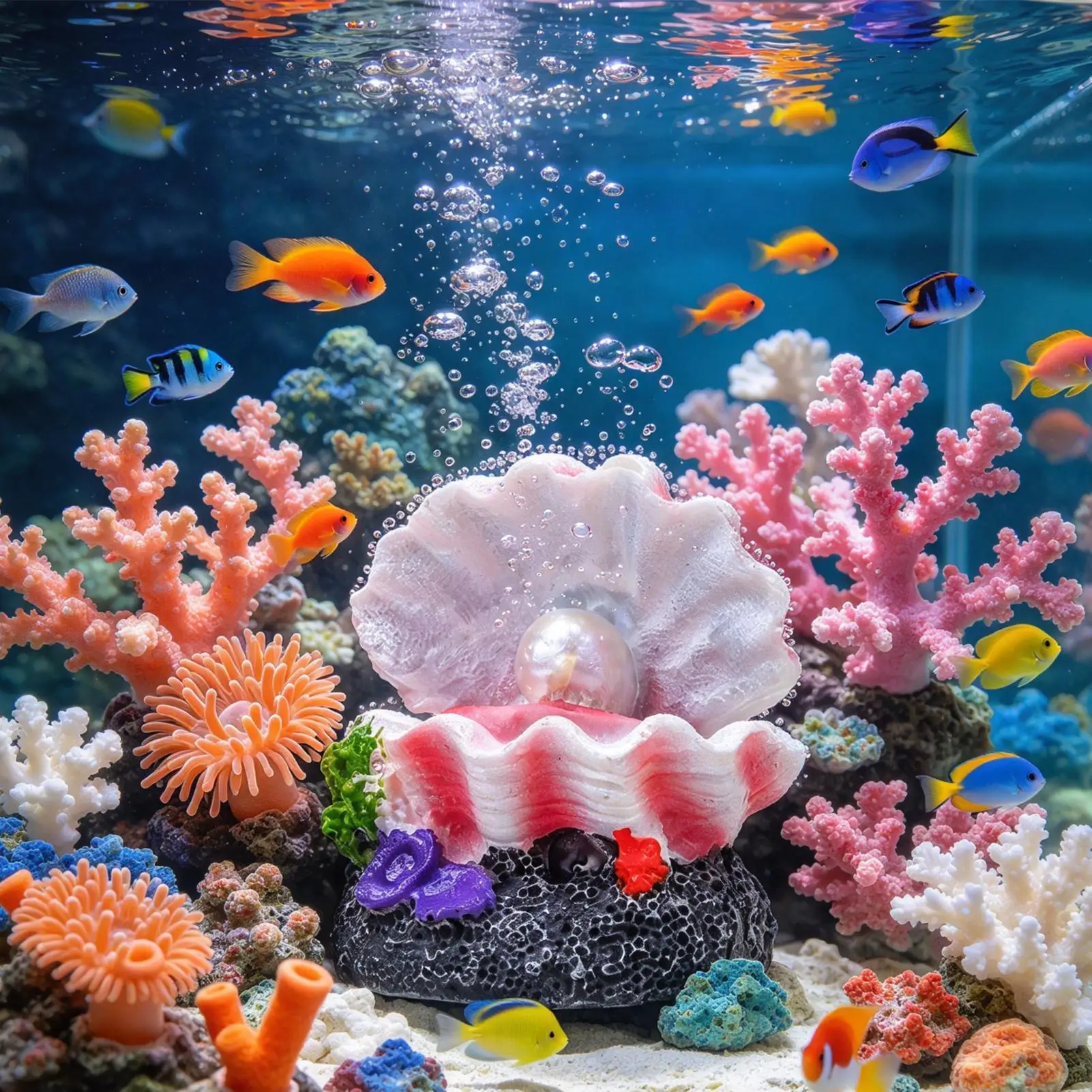Aquarium Decoration Cute Shell Shape Bubble Stone Oxygen Ornament Fish Tank Decoration Aquarium Air Pump Tank Accessories