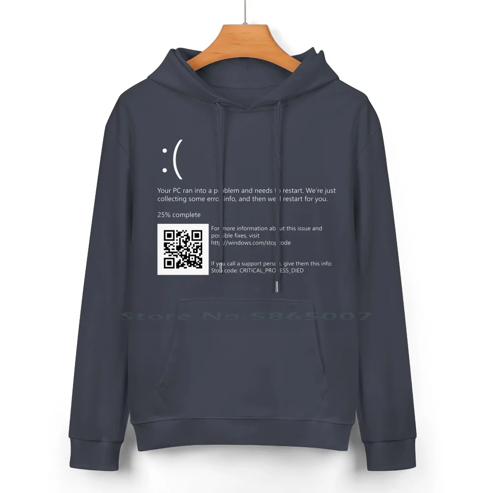 Bsod-Blue Screen Of Death Windows 10 Pure Cotton Hoodie Sweater 24 Colors Bsod Bluescreenofdeath Windows 10 Blue Screen Of