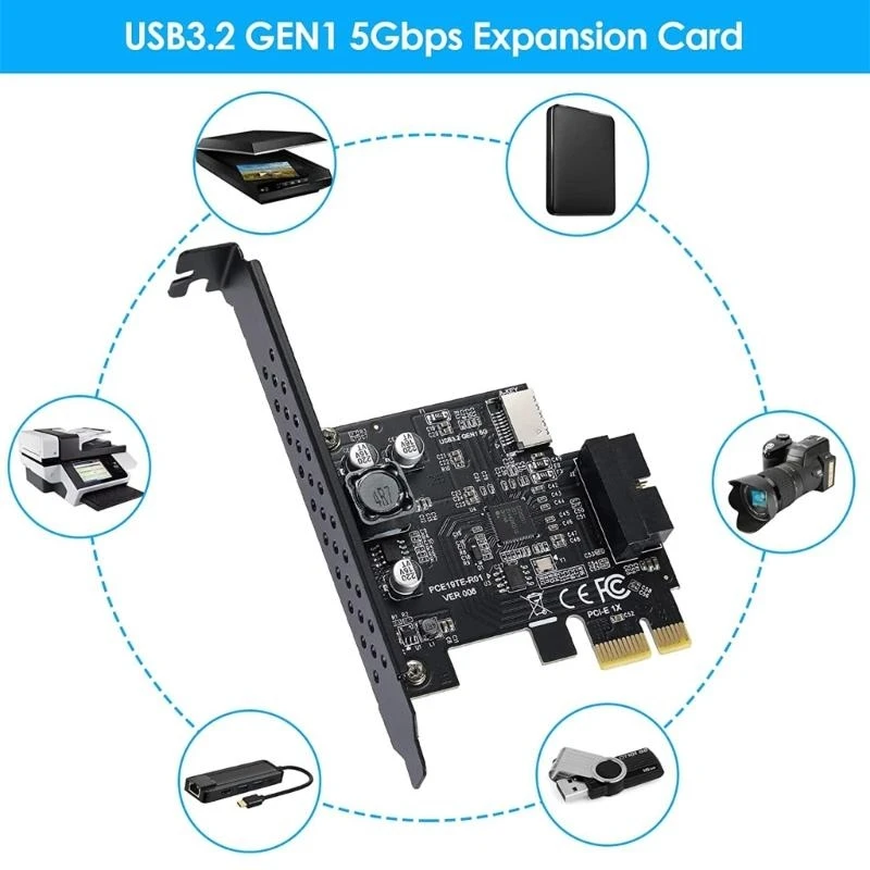 USB 3.2 GEN1 to PCI-E 5Gb PCI-Express Riser Adapter Card for Windows-11/10/8