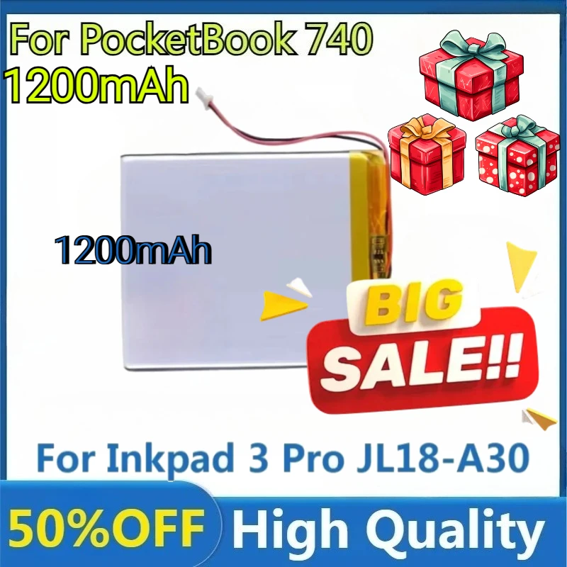 Для PocketBook740 PocketBook 740 PRO для Inkpad 3 Pro JL18-A30, новая высококачественная сменная батарея емкостью 1200 мАч Для PocketBook740 PocketBook 740 PRO для Inkpad 3 Pro JL18-A30, новая высококачественная сменная батарея емкостью 1200 мАч