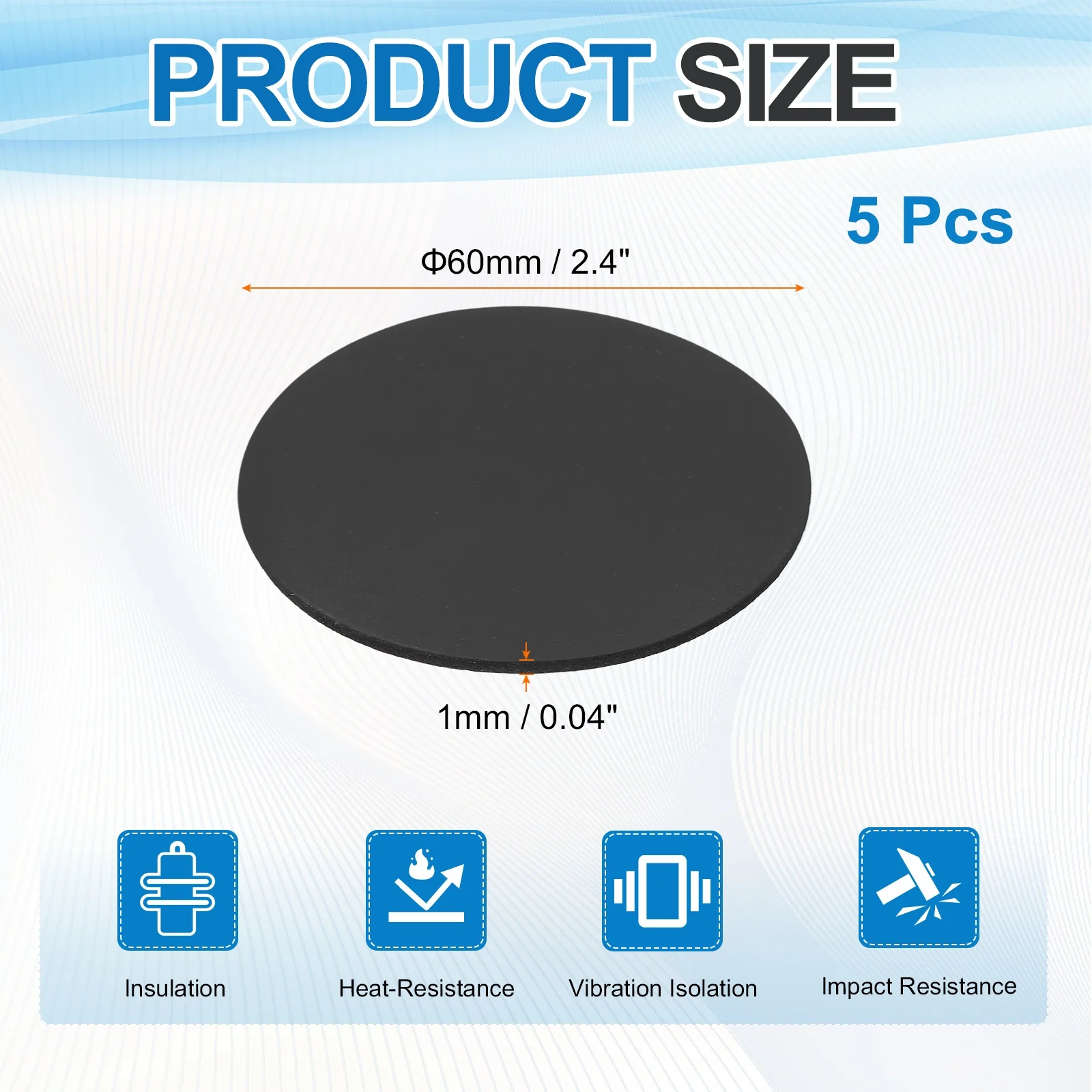 5Pcs Rubber Solid Discs Washers Anti Slip Bumper Pads Non-Adhesive Rubber Spacers Flat Round Gasket Pad for Furniture Appliances
