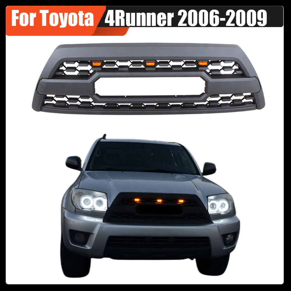 

Black ABS Front Bumper Grille Replacement Car Racing Grill With Led Light Grills Mesh Cover Fit For Toyota 4Runner 2006-2009