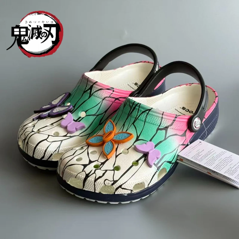 

Demon Slayer Kochou Shinobu Cartoon Cute Slippers Anime Style Unisex Summer Non-Slip Beach Shoes Anime Merchandise Wholesale