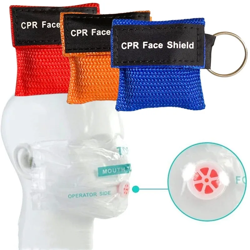 CPR Resuscitator Mask portable Emergency Aid Face Shield Artificial Respiration Disposable Respirator Keychain Health Care Tools