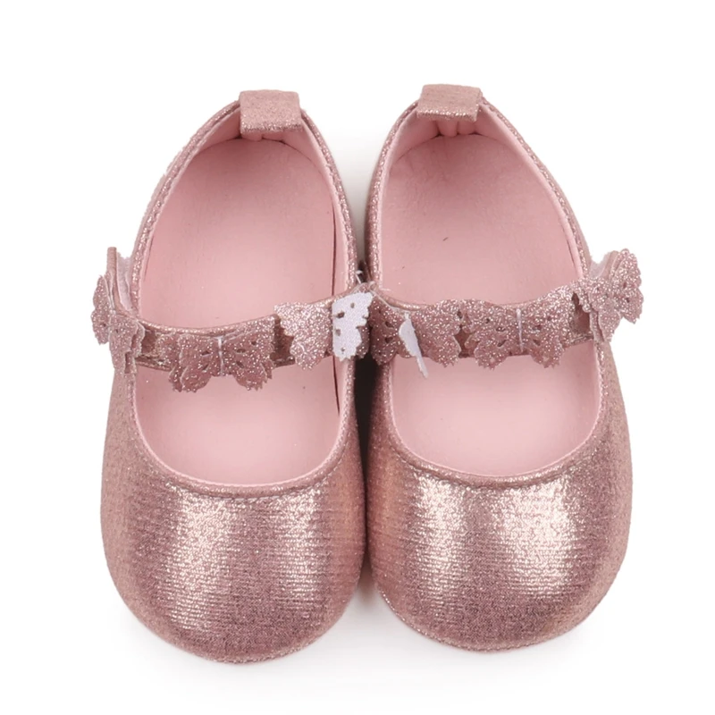 Fashion Newborn Baby Items Girls Crib Shoes Toddler First Trainer Casual Bling Butterfly Loafers Infant Dolls for Training Gifts