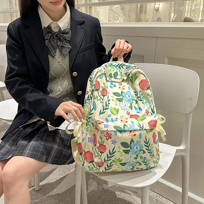 

Small floral backpack women's retro printing large capacity travel backpack outdoor sports backpack