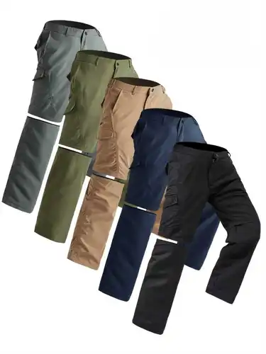 Pantalones de senderismo para hombre, pantalones convertibles, adecuados para pescar, correr, pantalones Cargo con cremallera, pantalones de trabajo duraderos