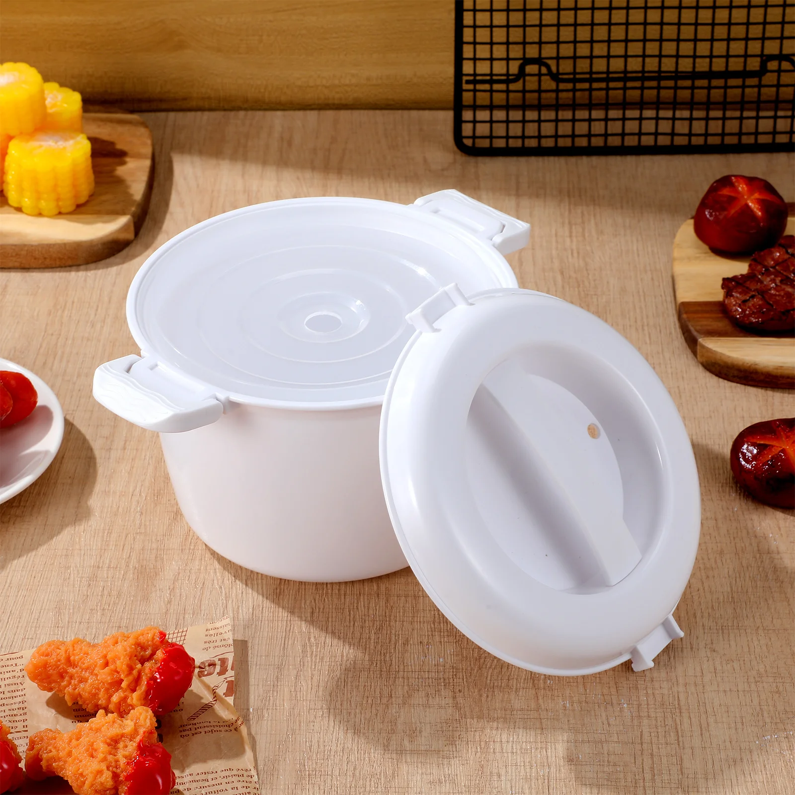 جهاز طهي الأرز بالميكروويف سعة 1.6 لتر أداة صنع الأرز لفرن الميكروويف بينتو صندوق نمط حاوية تجهيزات المطابخ للمكتب المنزلي #3