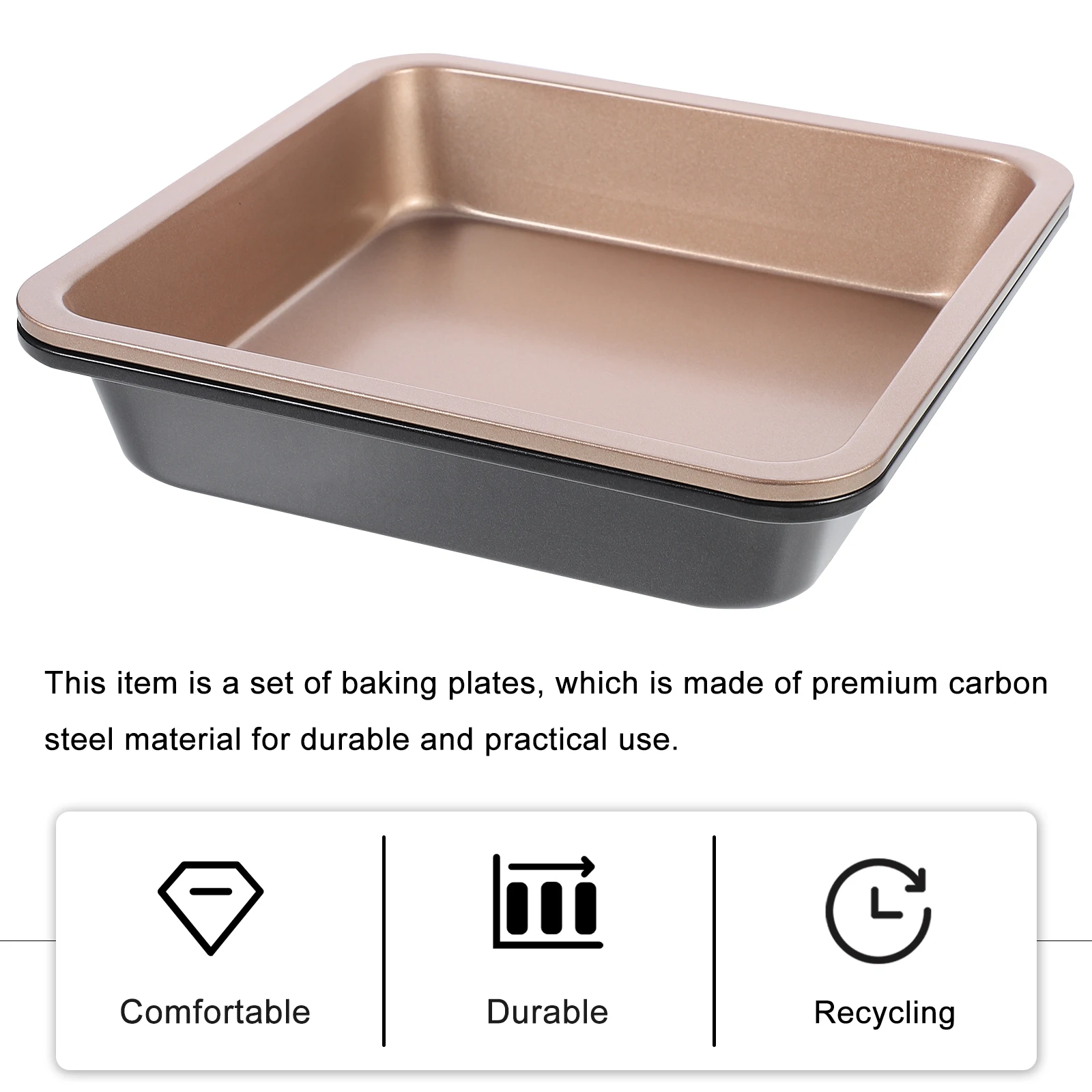 

2 Pcs Bake Cake Tray Food Plate Pan Kitchen Supply Pans Pie Toast Baking Carbon Steel