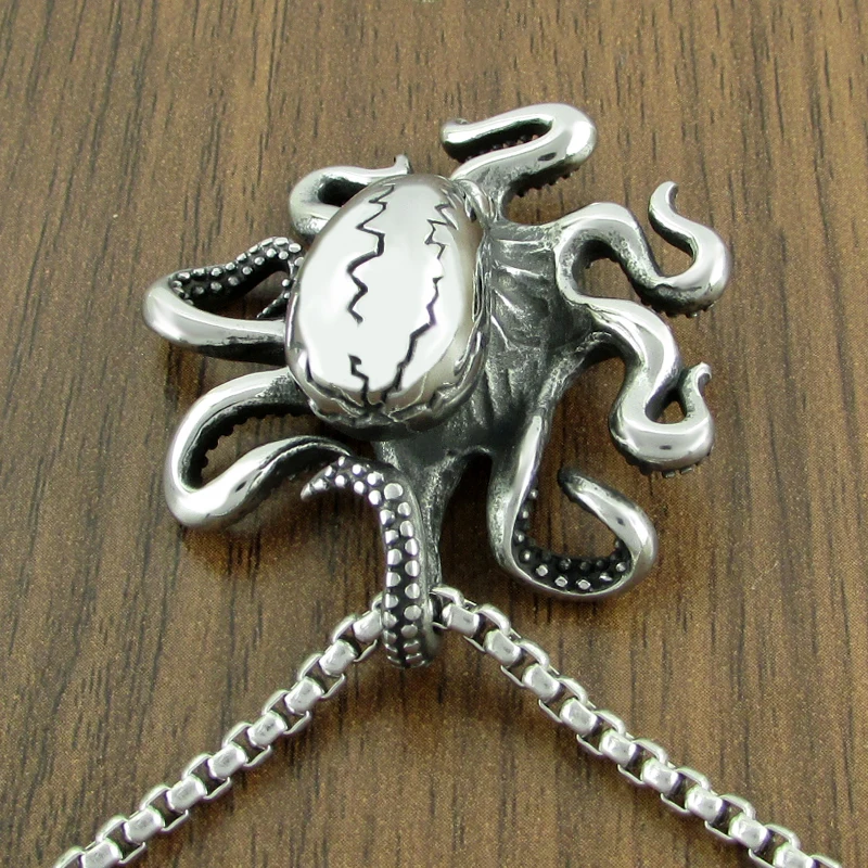 Punk 316L Stainless Steel Silver Color Black Classic Monster Octopus Tentacle Pendant Animal Jewelry